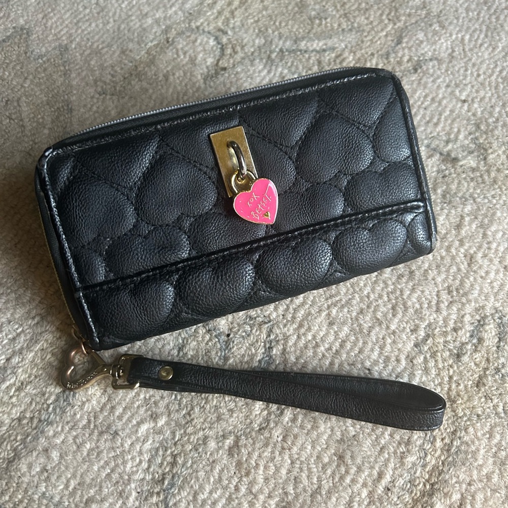 Betsey Johnson Quilted Wallet with Heart Charm